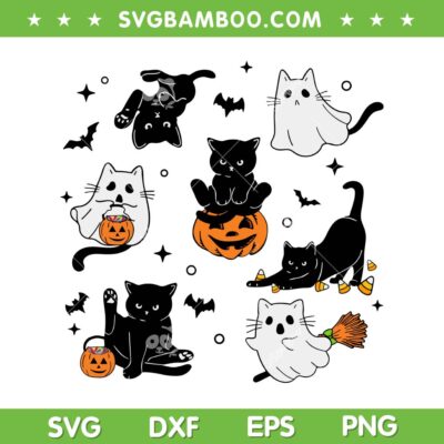 Cat Boo Ghost Halloween SVG, Cute Ghost Cat Spooky Halloween SVG PNG