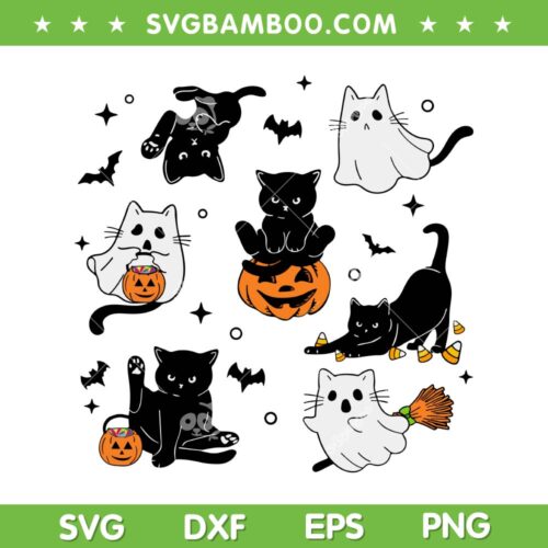Cat Boo Ghost Halloween SVG, Cute Ghost Cat Spooky Halloween SVG PNG