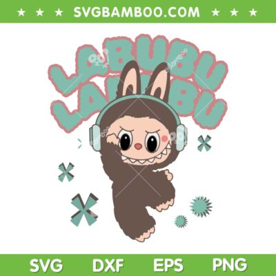 Labubu Headphone SVG, Cute Labubu Bunny Music SVG PNG
