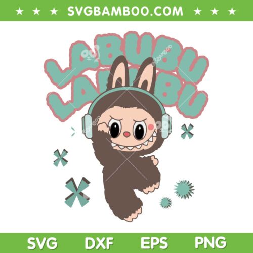Labubu Headphone SVG, Cute Labubu Bunny Music SVG PNG