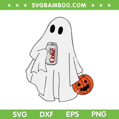 Ghost Diet Coke SVG, Funny Halloween Ghost with Pumpkin Drink Coke SVG PNG