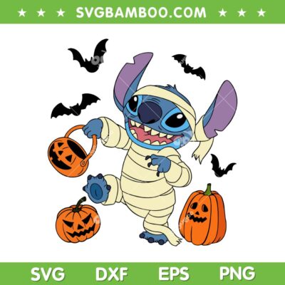 Disney Lilo Stitch Mummy Costume SVG, Stitch Pumpkin Halloween SVG PNG