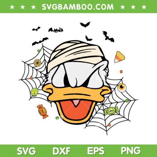 Donald Duck Head Mummy SVG, Disney Donald Halloween Spooky SVG PNG