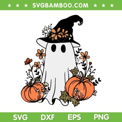 Ghost Witch Pumpkin Halloween SVG PNG, Cute Ghost Fall Halloween SVG