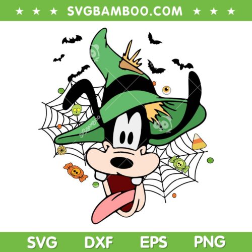Goofy Witch Halloween SVG, Disney Goofy Dog Spider Web SVG PNG