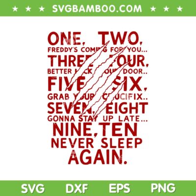 Freddy One Two Three SVG, Halloween Horror Movie Freddy Characters SVG PNG