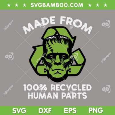 Frankenstein Recycled Human Parts SVG, Funny Frankenstein Head Halloween Costume SVG PNG