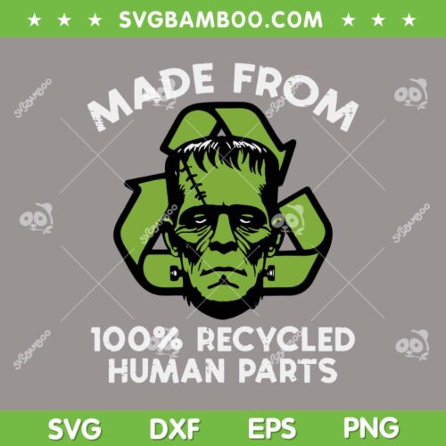 Frankenstein Recycled Human Parts SVG, Funny Frankenstein Head Halloween Costume SVG PNG