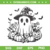 Halloween Ghost Witch Hat SVG, Boo Ghost Pumpkin Floral SVG PNG