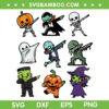 Halloween Characters Dabbing SVG PNG, Halloween Ghost Pumpkin Skeleton Dab Costume SVG