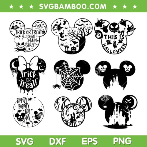 Halloween Mickey Mouse Ear SVG Bundle, Disney Mouse and Friends Halloween Bundle SVG