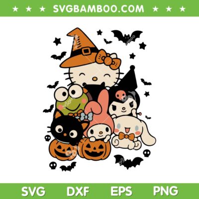 Cute Sanrio Friends Halloween SVG, Hello Kitty Cat Halloween 2025 SVG PNG
