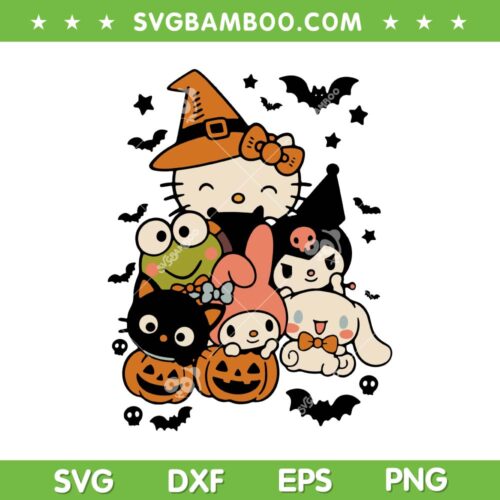 Cute Sanrio Friends Halloween SVG, Hello Kitty Cat Halloween 2025 SVG PNG
