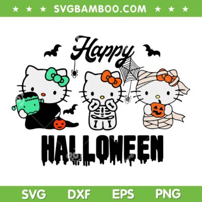 Hello Kitty Cat Happy Halloween SVG, Hello Kitty Frankenstein Skeleton Mummy SVG PNG Hello Kitty Cat Happy Halloween SVG, Hello Kitty Frankenstein Skeleton Mummy SVG PNG