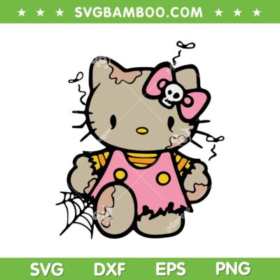 Hello Kitty Zoombie Halloween SVG, Sanrio Cat Halloween Spider Web SVG PNG
