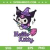Kuromi Halloween Witch SVG PNG, Hello Kitty Kuromi flying on broom SVG