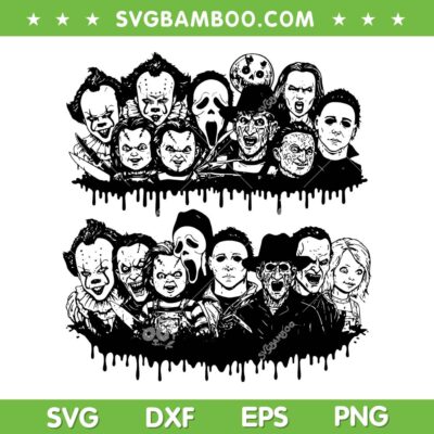 Horror Movie Characters Group Shot SVG, Myers Jason Freddy Chucky Group SVG PNG Horror Movie Characters Group Shot SVG, Myers Jason Freddy Chucky Group SVG PNG