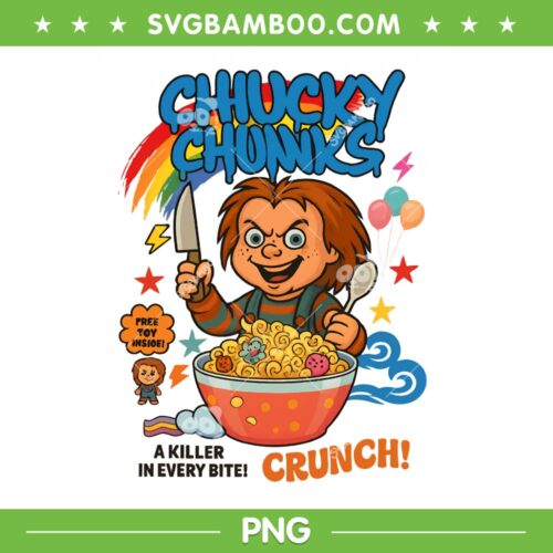 Chucky Chunks PNG, Chucky Horror Cereal Halloween PNG, Horror Movie Characters Killer Breakfast