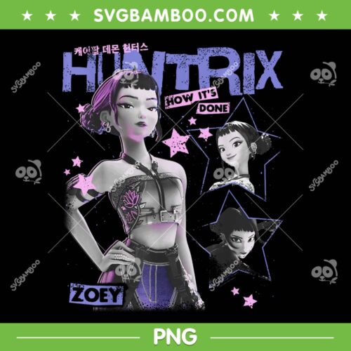 Huntrix Zoey How It's Done Poster PNG, Kpop Demon Hunters Zoey Retro PNG