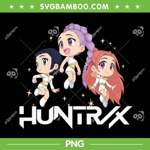 Huntrix Chibi Sparkling Group Shot PNG, Cute Chibi Huntrix Kpop Demon Hunters PNG