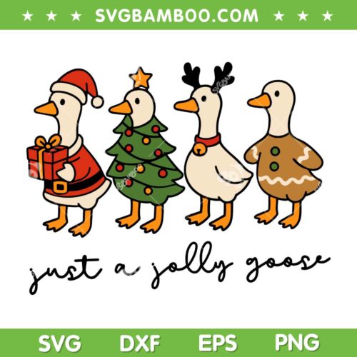 Just a Jolly Goose Christmas SVG, Cute Goose Merry Christmas 2025 SVG PNG