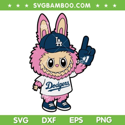 LABUBU Dodgers SVG, Labubu LA Dodgers Number 1 SVG PNG, Labubu Bunny Mlb SVG