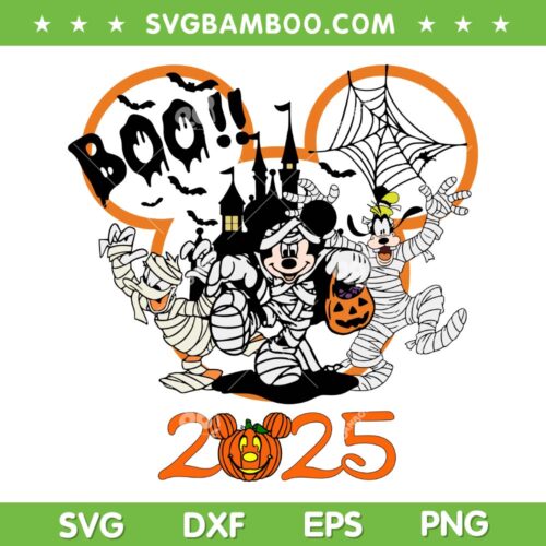 Mickey and Friends Halloween 2025 SVG, Disney Mouse Ear Boo Halloween SVG PNG