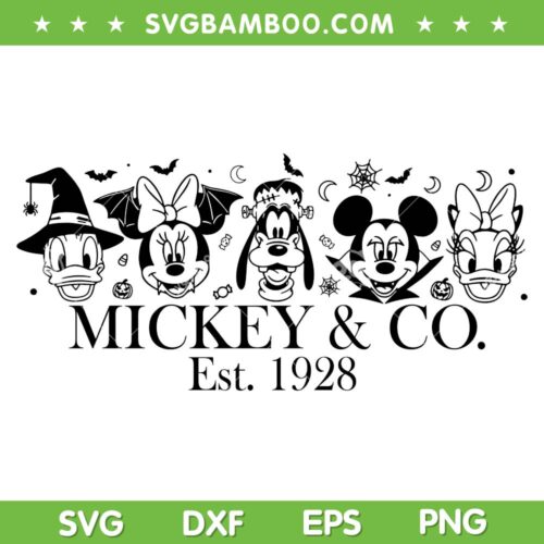 Mickey and Friends Halloween SVG, Disney Mickey and Co 1928 SVG PNG