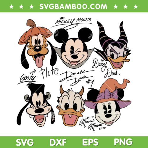Mickey and Friends Halloween 2025 SVG, Disney Mouse Head Halloween Costume SVG PNG