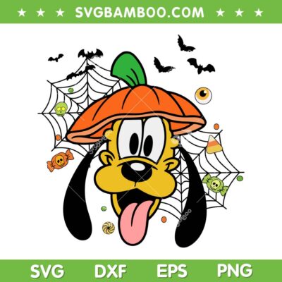 Pluto Head Pumpkin Halloween SVG, Disney Pluto Dog Spooky Halloween SVG PNG