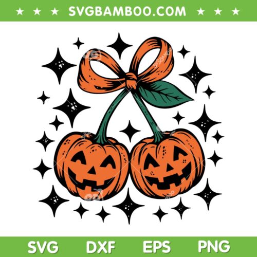 Pumpkin Cherries Autumn SVG, Girly Halloween Pumpkin SVG PNG