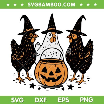 Chicken Pumpkin Halloween SVG, Funny Chicken Witch SVG PNG