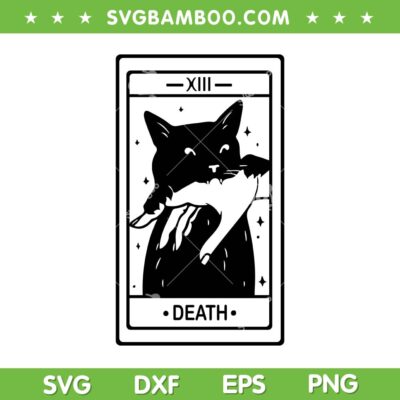 Black Cat Biting Hand Tarot Card SVG, Halloween Death Tarot Card SVG PNG Black Cat Biting Hand Tarot Card SVG, Halloween Death Tarot Card SVG PNG