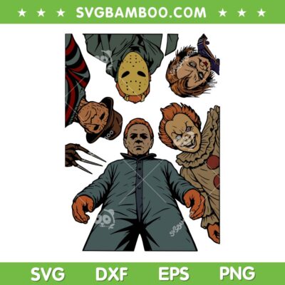 Retro Halloween Characters SVG, Halloween Movie Characters Circle SVG PNG Retro Halloween Characters SVG, Halloween Movie Characters Circle SVG PNG