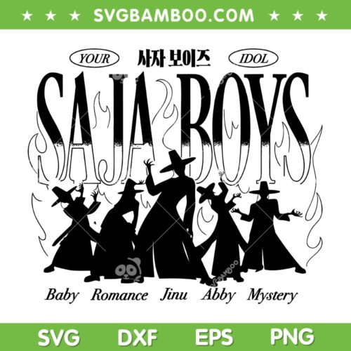 Saja Boys Your Idol Demon Forms SVG, Kpop Demon Hunters Saja Boys Black and White SVG PNG