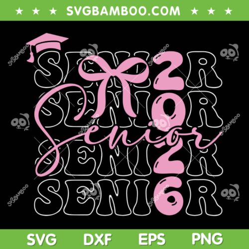 Senior 2026 SVG, Class of 2026 Coquette Bow SVG PNG, Graduation 2026