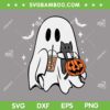 Spooky Ghost Holding Black Cat SVG, Halloween Ghost Ice Coffee SVG PNG
