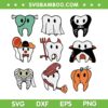 Spooky Halloween Dentist SVG PNG, Tooth Halloween Characters SVG