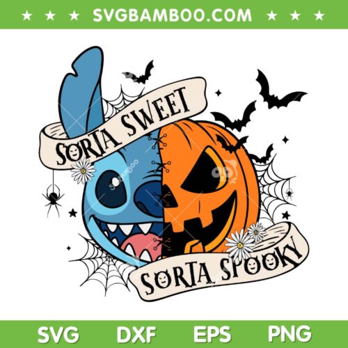 Stitch Pumpkin Face SVG PNG, Halloween Stitch Soria Sweet Spooky SVG