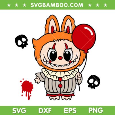 Labubu Pennywise SVG, Cute Labubu IT Horror Movie SVG PNG, Labubu Halloween Scary