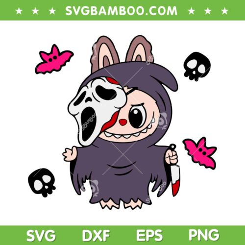 Labubu Ghostface SVG, Funny Labubu Halloween Horror Movie SVG, Ghost face with Knife