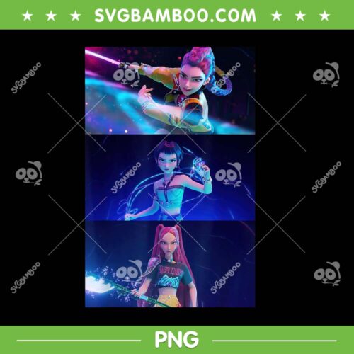 Huntrix Weapen Screen PNG, Kpop Demon Hunters Huntrix Band PNG