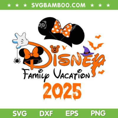 Halloween Disney Family Vacation 2025 SVG, Minnie Mouse Halloween Trip SVG PNG