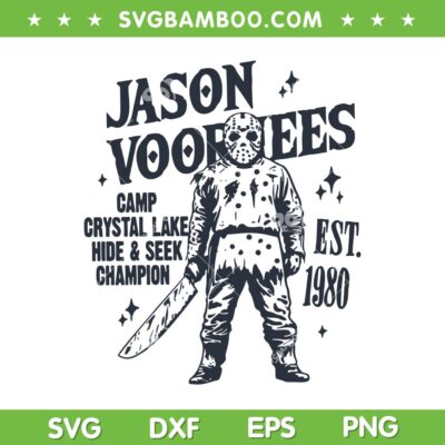 Jason Voorhees 1980 SVG, Jason Halloween Horror Movie SVG PNG, Jason Camp Crytal