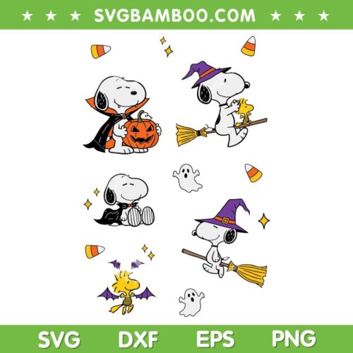 Snoopy Halloween Pumpkin SVG, Snoopy Woodstock Witch Ghost SVG PNG