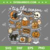 Halloween Tis the Season SVG, Halloween Witch Pumpkin Ghost Cat Skull Fall SVG PNG