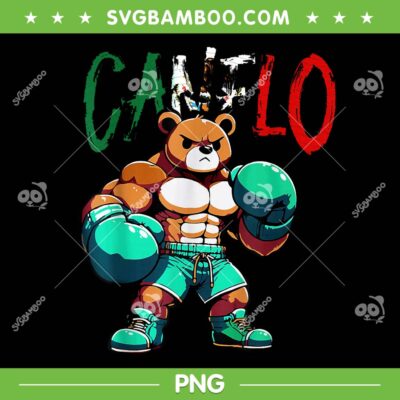 Team Canelo Alvarez PNG, Canelo Mexicano Boxing Bear PNG, Mexican Pride Patriotic Retro