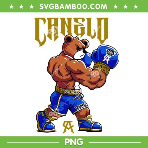 Canelo Alvarez Boxing Bear PNG, Alvarez Mexicano Boxing PNG, Mexican Pride Patriotic Retro