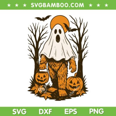 Bigfoot Boo Ghost SVG PNG, Funny Sasquatch Ghost Pumpkin Halloween SVG