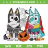 Bluey Jack Skellington and Sally SVG PNG, Halloween Booey Cartoon Spooky SVG, The Nightmare Before Christmas Pumpkin